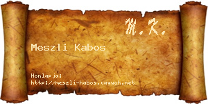 Meszli Kabos névjegykártya